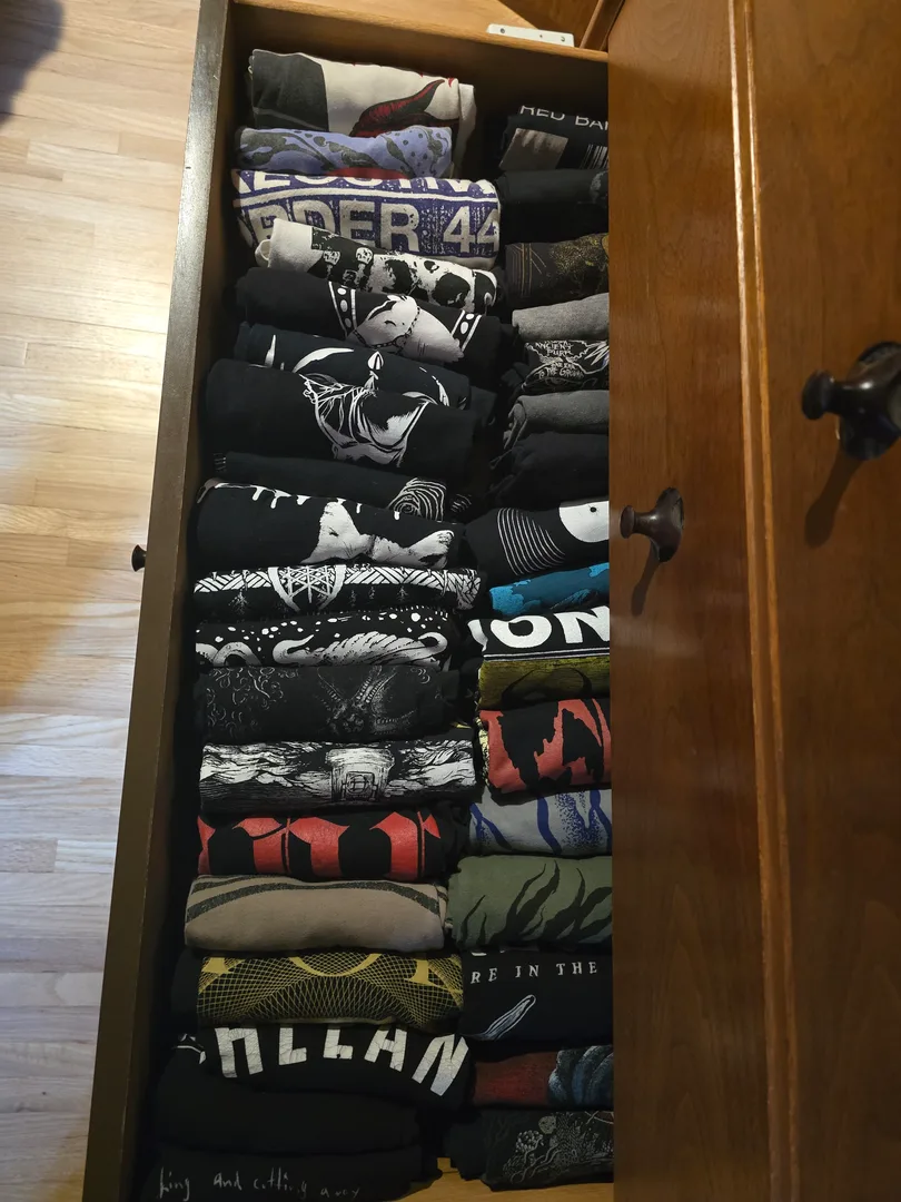 The author's band shirt drawer