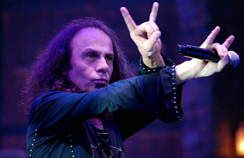 Ronnie James Dio giving the horns